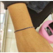 Oriental Kuyumculuk Jewellery Siyah Taşlı Gümüş Su Yolu Bileklik