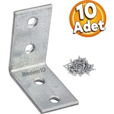 Badem10 Mobilya Köşe Bağlantı Sabitleme L Demir Deprem Dolap Duvar Birleştirme Gönye 35X35X20 mm (10 Adet)