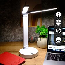 Ack Şarjlı Çift Başlı LED Masa Lambası, Şiddeti Ayarlanabilir Dokunmatik Işık, Ofis Çalışma ve Okuma Lambası
