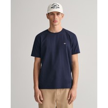 Gant Erkek Lacivert Regular Fit Bisiklet Yaka Logolu T-Shirt 2003184.433