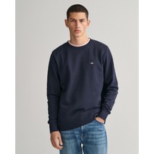 Gant Erkek Lacivert Regular Fit Bisiklet Yaka Logolu Sweatshirt 2006065.433