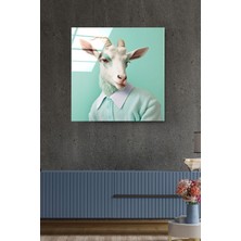 Hinora Keçi Portre Cam Tablo, Dekoratif Cam Tablo