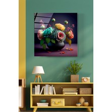 Hinora Vazo Çiçekleri Cam Tablo, Dekoratif Cam Tablo