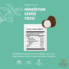 Hyggefoods Prebiyotik Lifli Hindistan Cevizi Tozu - 100 g - Vegan - Glutensiz - Koruyucusuz