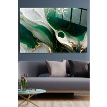 Hinora Green And Gold Cam Tablo, Dekoratif Cam Tablo