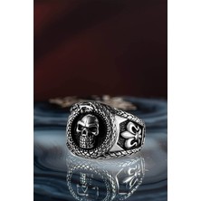 Takılingo 925 Ayar Gümüş Kuru Kafa Motifli Erkek Yüzük