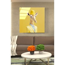 Hinora Zürafa Portre Cam Tablo, Dekoratif Cam Tablo