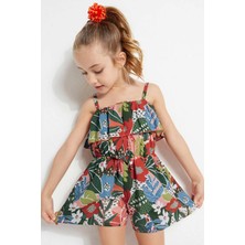 Mayoral 2-9 Yaş Kız Çocuk Baskılı Tulum Turuncu