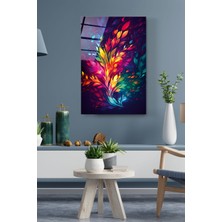 Hinora Renkli Yapraklar Cam Tablo, Dekoratif Cam Tablo