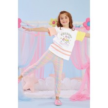 Katamino 3-10 Yaş Kız Çocuk Alkız Yarım Kollu Pijama Takım Pembe