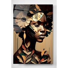 Hinora Afrikalı Kadın Cam Tablo, Dekoratif Cam Tablo