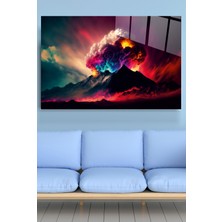 Hinora  Renkli Lav Cam Tablo, Dekoratif Cam Tablo