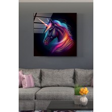 Hinora Tek Boynuzlu At Cam Tablo, Dekoratif Cam Tablo