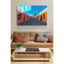 Hinora Renkli Evler Cam Tablo, Dekoratif Cam Tablo