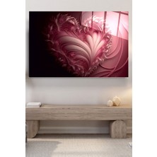 Hinora Pembe Kalp Cam Tablo, Dekoratif Cam Tablo