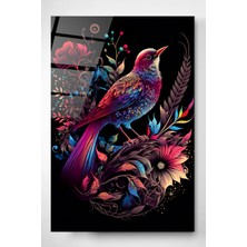 Hinora Renkli Kuş Cam Tablo, Dekoratif Cam Tablo