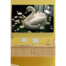 Hinora Beyaz Kuğu Cam Tablo, Dekoratif Tablo