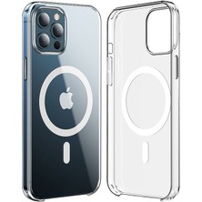 Coolacs Apple iPhone 15 Pro ile Uyumlu Wireless Şarj Özellikli Şeffaf Sert Pc Telefon Kılıfı Kapak