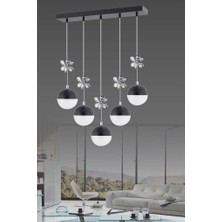 Istanbul Avize Kelebek 5'li Yemek Masası Siyah Modern Ledli Avize