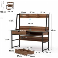 Zizuva Modern Tasarım Kitaplıklı Çalışma Masası