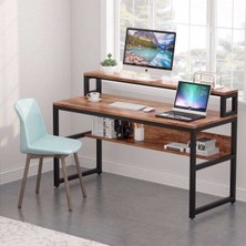 Zizuva Modern Monitör Raflı ve Kitaplıklı Çalışma Masası