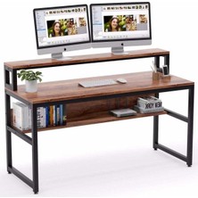 Zizuva Modern Monitör Raflı ve Kitaplıklı Çalışma Masası