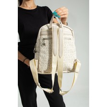 Just Polo Krem 9 Bölmeli Büyük Boy Kadın Sırt Çantası 28X33CM PBU4040