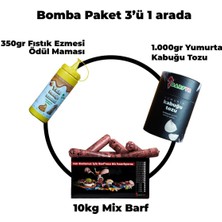 Barftr Bomba Paketi 10 kg Mix Barf Köpek Maması, 350 gr Fıstık Ezmesi Ödül MAMASI,1000 gr Yumurta Kabuğu Tozu./3'ü Bir Arada