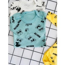 Miyakidsworld Çıtçıtlı 3'lü Desenli Erkek Bebek Body Zıbın Erkek Body %100 Pamuk