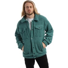 Polo State Erkek Oversize Çıt Çıt Kapamalı Cepli Petrol Peluş Ceket