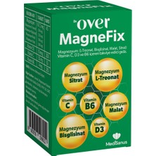 Over Magnefix 60 Tablet Magnezyum, L-Treonat, Bisglisinat, Malat, Sitrat, Vit C, D3 ve B6 Gıda Takviyesi