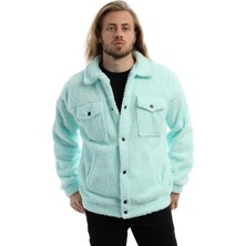 Polo State Erkek Oversize Çıt Çıt Kapamalı Cepli Mint Peluş Ceket