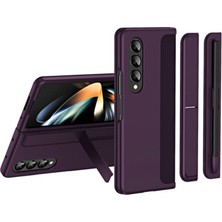 Case Street Samsung Galaxy Z Fold 5 Kılıf Standlı Veya Kalemli Lüx Sert Kapak Alp1 Mürdüm