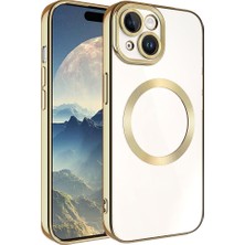 Gpack Apple iPhone 15 Plus Kılıf Magsafe Wireless Şarj Özellikli Setro Silikon Gold