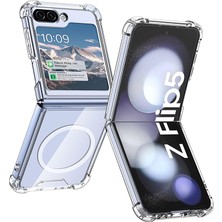 Smcase Samsung Galaxy Z Flip 5 Kılıf Wireless Şarj Özellikli Antishock Sert Silikon Renksiz