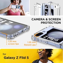 Smcase Samsung Galaxy Z Flip 5 Kılıf Wireless Şarj Özellikli Antishock Sert Silikon Renksiz