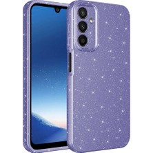 Smcase Samsung Galaxy A24 Kılıf Koton Simli Silikon Arka Kapak Kamera Korumalı Mor