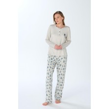Feyza Kadın Büyük Beden Uzun Kol Mavi Pijama Takımı C4T9N3O7