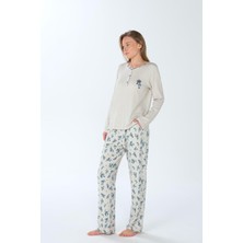Feyza Kadın Büyük Beden Uzun Kol Mavi Pijama Takımı C4T9N3O7