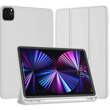 FUJİMAX Apple iPad Pro 12.9 6.nesil 2022 M2 Çipli Kılıf Yatay Standlı Uyku Modlu Kalem Bölmeli Arkası Silikon Smart Kılıf (Model A2436,A2764/37)