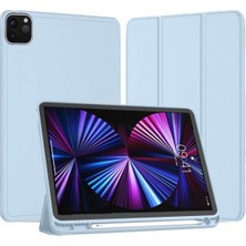 FUJİMAX Apple iPad Pro 12.9 5.nesil 2021 M1 Çipli Kılıf Yatay Standlı Uyku Modlu Kalem Bölmeli Arkası Silikon Smart Kılıf (Model A2378,A2461,A2379)