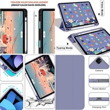 FUJİMAX Apple iPad Pro 12.9 5.nesil 2021 M1 Çipli Kılıf Yatay Standlı Uyku Modlu Kalem Bölmeli Arkası Silikon Smart Kılıf (Model A2378,A2461,A2379)