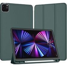 FUJİMAX Apple iPad Pro 12.9 4.nesil 2020 Kılıf Yatay Standlı Uyku Modlu Kalem Bölmeli Arkası Silikon Smart Kılıf (Model A2229,A2069,A2232)