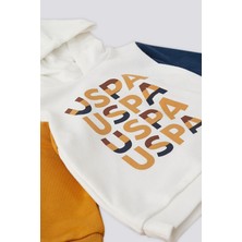 U.S. Polo Assn. Kapüşonlu Beyaz Bebek 2'li Takım