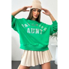 Zaroli Kadın Oversize Favorite Baskılı Ribanalı Sweatshirt