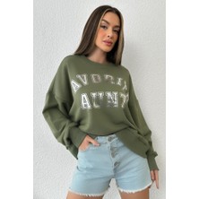 Zaroli Kadın Oversize Favorite Baskılı Ribanalı Sweatshirt