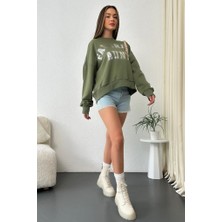 Zaroli Kadın Oversize Favorite Baskılı Ribanalı Sweatshirt