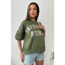 Zaroli Kadın Oversize Favorite Baskılı Ribanalı Sweatshirt