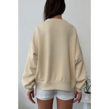 Zaroli Kadın Oversize Baskılı Ribanalı Sweatshirt