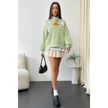 Zaroli Kadın Oversize Baskılı Ribanalı Sweatshirt